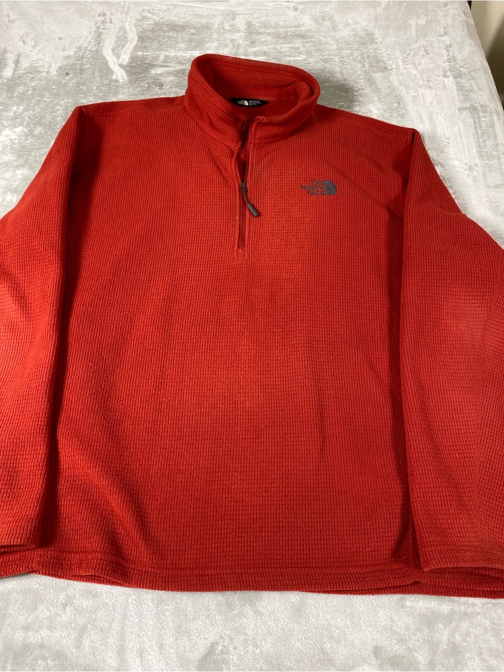 The North Face Men’s XXL Red Waffle Fleece Pullover 1/4 Zip Pullover Sweater